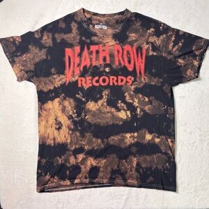 Death Row Records Medium  Bleached Tie-Dye T-shirt Black Brown Color way